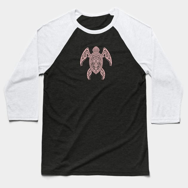 Intricate Pink Sea Turtle Baseball T-Shirt by jeffbartels